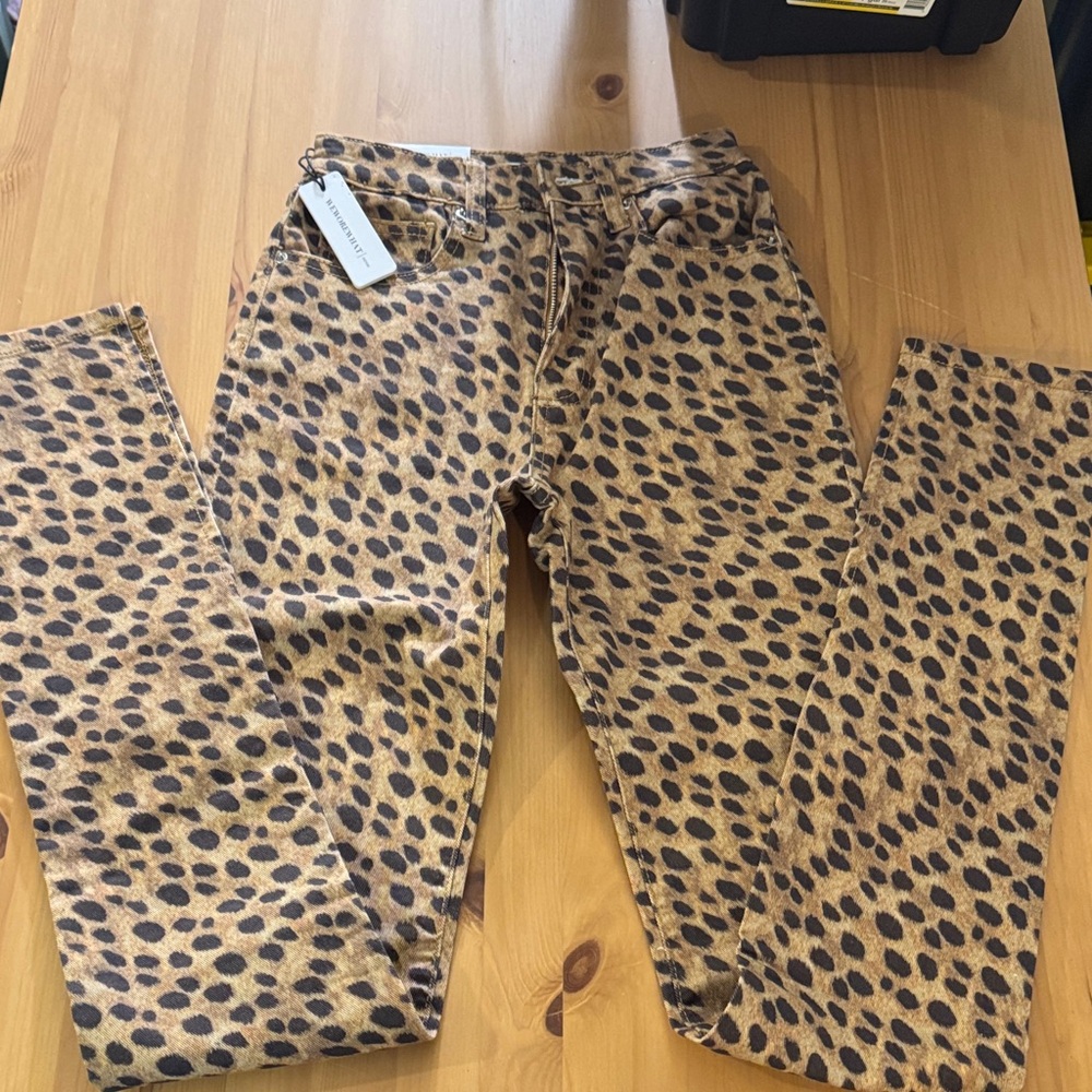 WeWoreWhat Leopard Print Skinny Jeans - Brown and Black